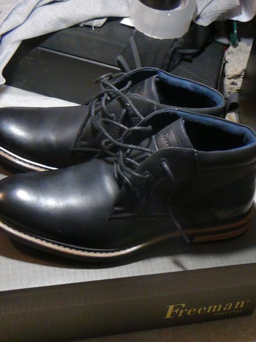 Freeman Hector Chukka Mens Ankle Boots MINT Casual Office F121054 Size 10 Black